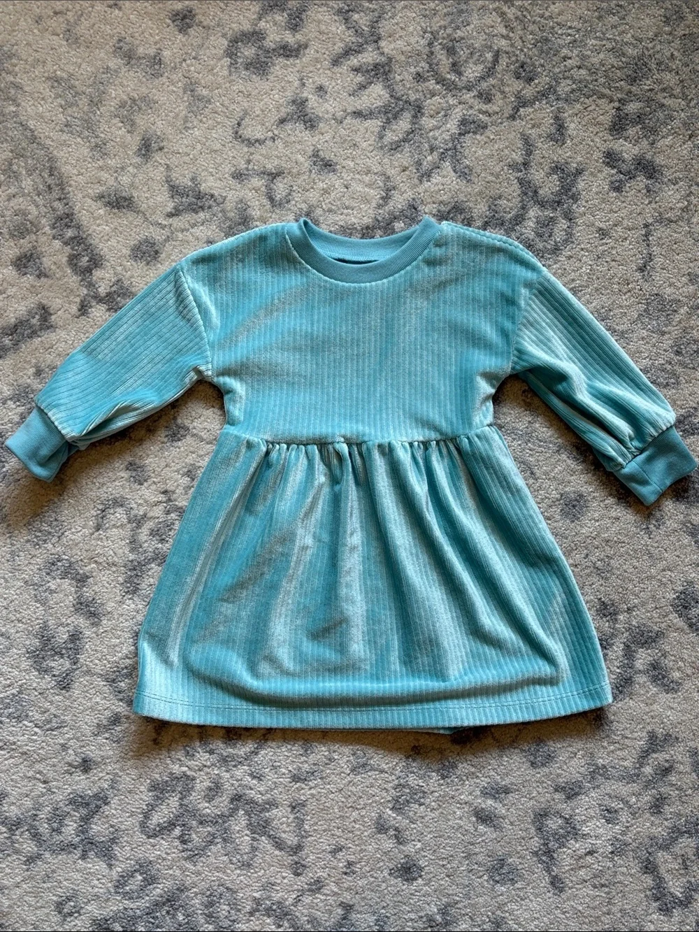 Carter's Ribbed Long Sleeve Dress in Seafoam